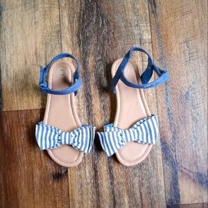 Toddler Girls Sz 11 Wonder Nation Striped Sailor Sandal with Bow